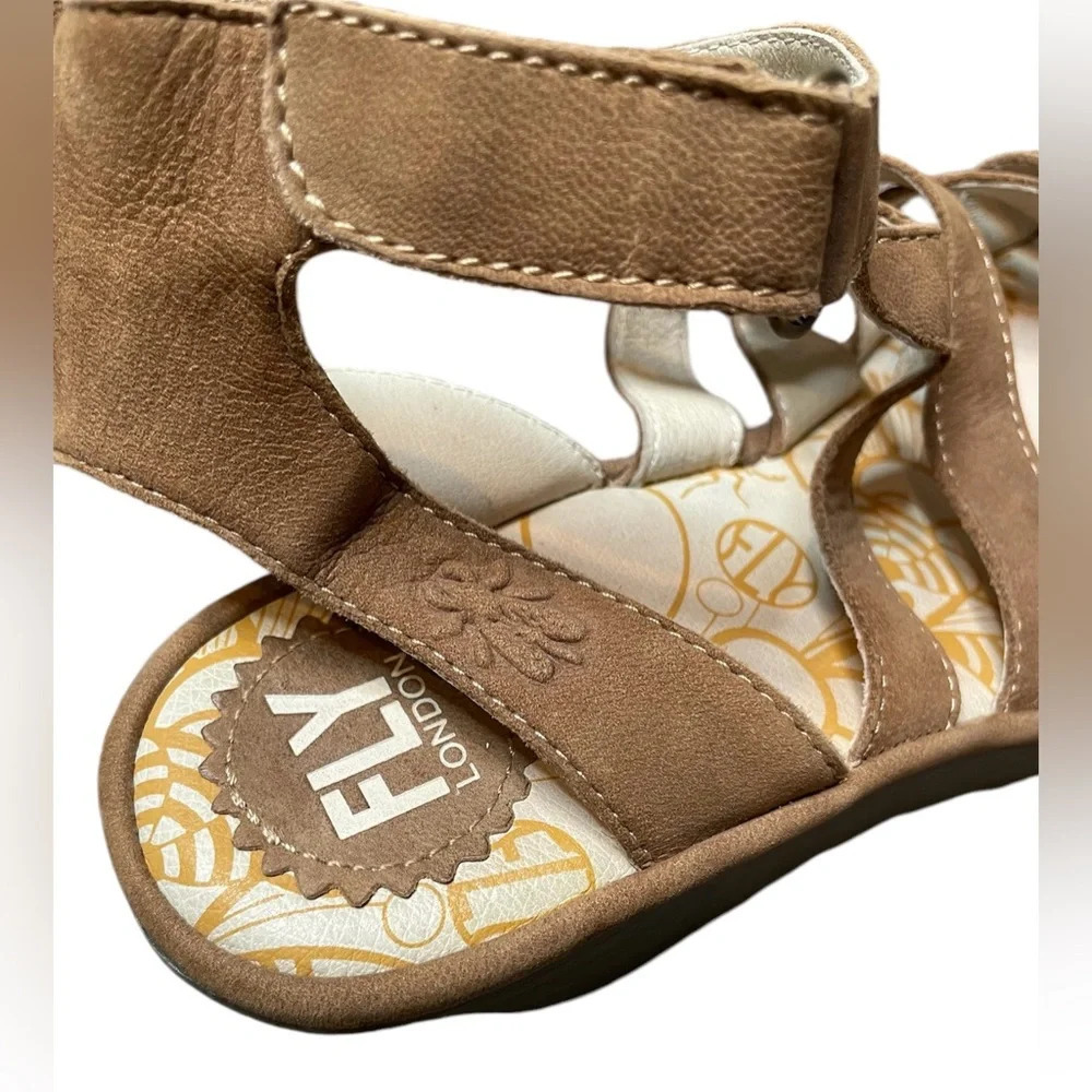 Fly London Yeba 895 Brown Suede Leather  Strappy Wedge Platform Sandals Size 40 - Picture 8 of 13